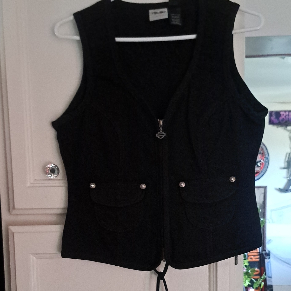 Harley-Davidson Black Sleeveless Zip Vest